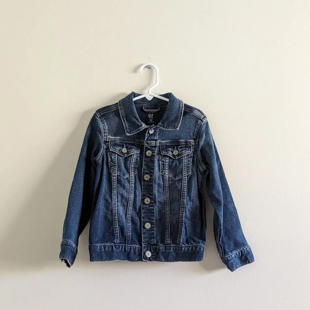 Gap Soft Denim Jacket Size 5 Medium Wash Blue Jean Coat Stretch Material